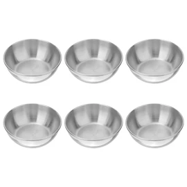Operitacx 6Pcs Stainless Steel Metal Bowl Steel Plates Mini Stainless Steel Bowls Sauce Dishes, Round