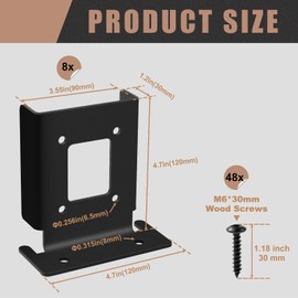8Pcs Adjustable Post Base for Wood Fence 4x4, 4x6 Pergola Post Anchor Base Brackets for Deck Railing Mailbox