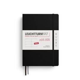 LEUCHTTURM1917 - Weekly Planner Hardcover Medium (A5), 18-month, Jul. 2025 - Dec. 2026, English, Black