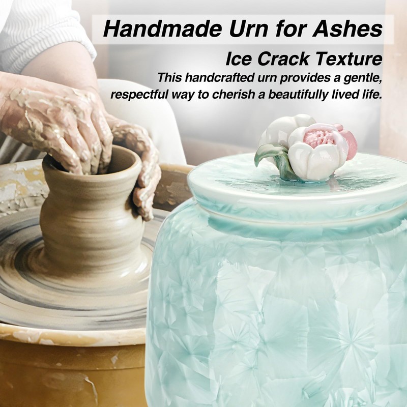 Kagrec Ceramic Small Urn for Human Ashes Keepsake for Men