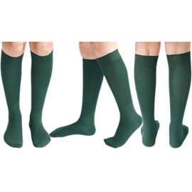 5 Pairs Children/Kids Girls Knee High Plain School Cotton Rich Socks (UK 12.5-3.5, Bottle Green)