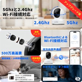 Wansview (5 Megapixels, 5 G Wi-Fi Compatible), New Q5 Model Network Camera, Indoor Security, Automatic Tracking, Wireless Monitoring, AI Detection, Baby Monitor, 360° Watching Elderly Pets, Continuous Recording, Motion Detection, Two-Way Audio, Night Vision Photography, Alexa Compatible, App, White