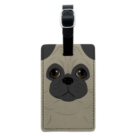 Graphics & More Pug-Dog Pet Leather Luggage Id Tag Suitcase Carry-on, Black
