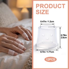 12pcs Anti Skin Picking Finger Covers, Reusable Breathable Finger Guard Caps with Air Holes, Clear Silicone Stop Nail Biting Thumb Gloves Protector for Fingertip Soreness Cuticle Protection