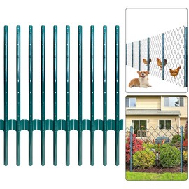 Thealyn Fence Posts 3 Feet, Pack of 10, Metal Fence Poles U Post Sturdy Duty Fence Stakes Step in Post No Dig Fence Post for Garden Wire Fence Steel Sign Post (Fits to 2-ft Fence Mesh)