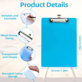 Piacolnic 6 Pcs Mini Clipboard, 4 x 6 inch Small Clip Boards, 6 Colors Plastic Clipboards Nursing Clipboard Memo Size Clipboard for Office School Hospital Notepads Receipt Pocket Lists