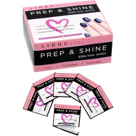 AIRRE Prep & Shine Toallitas para Limpiar y Preparar Uñas - x240 I 3en1 Gel UV/LED, Esmalte de Uñas Falsas y Preparació I Toalla de Limpieza Lista para Manicura o Pedicura, Elimina Residuos Pegajosos