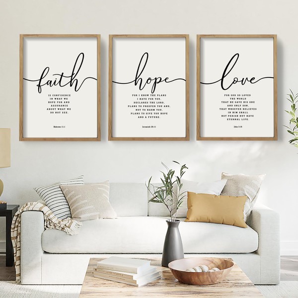 Houmury Set of 3 Framed Farmhouse Bible Verses Wall Decor
