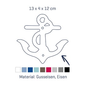 Seaside No.64 - Maritime Decoration - Coat Hook Anchor - Wall Hook Wall Decoration - Jacket Hook Hallway Decoration - Cast Iron - Bathroom Decoration - Gift Item - (White)