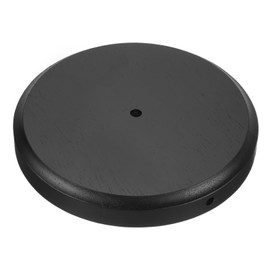 PATIKIL 8.75" x 1.2" Wooden Lamp Base, Round Solid Wooden Base Wood Desk Lamp Display Stand Replacement for Bedroom Bedside Table Lamps DIY, Black