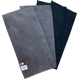 Imabari Towel, Half Towel Handkerchief, 4.9 x 9.8 inches (12.5 x 25 cm), Black & Gray, Set of 2 Each, Angel, Made in Japan, 100% Cotton, Soft, Water Absorbent, Compact