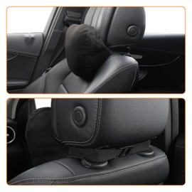 POKSRI 1P Car Neck Pillow for headrests, Suede Support Head Pillows for Driving,Polyester,11.8x7.5inch Drive Vehicle Cushion Seats(Black Color)
