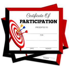 Certificate of Participation Awards - 8 x 10 Inches Dart Theme Student Award Certificates for Kids, Students, Achievement Recognition Certificate for Kid Teen Adult Student - A05