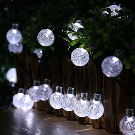 Lezonic Solar Lights Outdoor Garden, 5M 30LED Solar Fairy Lights with 8 Modes Solar String Lights Waterproof for Outdoor/Indoor, Home,Wedding, Party, Festival, Christmas Decorations(Cool White)