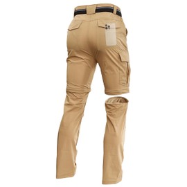 Men's Convertible Hiking Pants Zip Off Lightweight Quick Dry Fishing Camping Travel Safari Outdoor Cargo Pants Khaki 30