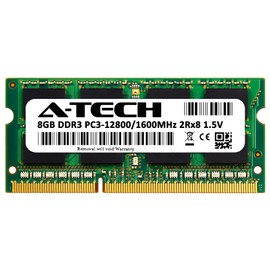 A-Tech 8GB DDR3 1600MHz SODIMM PC3-12800 2Rx8 1.5V CL11 Non-ECC Unbuffered 204-Pin SO-DIMM Notebook Laptop RAM Memory Upgrade Module