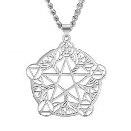 TEAMER Pentagram Necklace Tree of Life Pendant Stainless Steel Pentagram Pendant Pagan Jewellery for Women, Stainless Steel