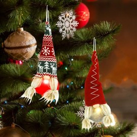 Imported Christmas Faceless Doll Light-Up Figurine Tree Ornament One Size/Flower Hat 2ea