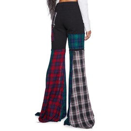 Dolls Kill Better Together Plaid Pants – Mixed Plaid, Wide Leg Pants, Perfect for Grunge Fashion - Large Multicolor
