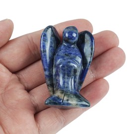 Loveliome Guardian Angel Statue,Hand Carved Stone Healing Crystal Figurines for Home Décor or Collectibles, 2 Inches, Sodalite
