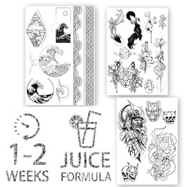 AWAKEN Temporary Tattoo Stickers Waterproof Vegetable Formula Lasts 1-2 Weeks 3 Sheets Astronaut Universe Moon Stars Planets Galaxies Compass Arrow (Pack 1)