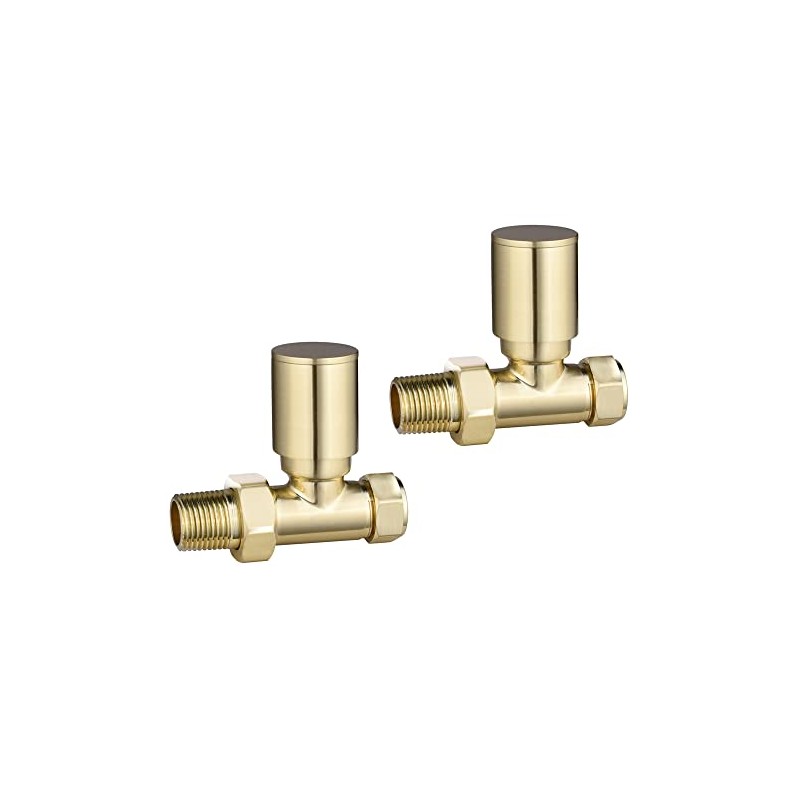 Brushed Brass Straight Radiator Valve Pair