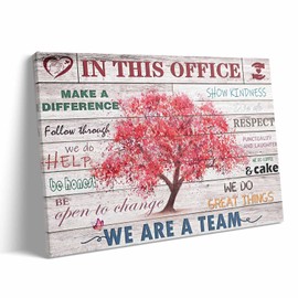 Motivational Inspirational Canvas Wall Art Decor - "In This Office" Wall Art, Uplifting Affirmations on Teamwork, Inspirational Affirmation Wall Decor for Home or Office, Uplifting Gift 16x20 inch