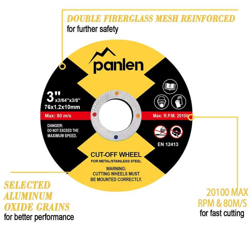 Panlen 50 PCS 3 inch Cutting Disc,3/8" Arbor Cut Off