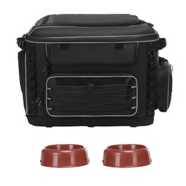 MOSISO Motorcycle Dog/Cat Carrier with Rain Cover, Portable Pet Carrier for Small Medium Pets Up to 22lb, Pet Travel Carriers Underseat for Luggage Rack or Passenger Seat with Sissy Bar Straps, Black