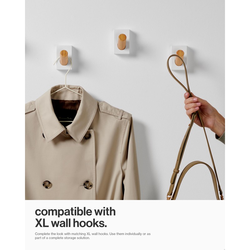 LARHN Wall Mounted Coat Rack, White with 5 Heavy-Duty 1"