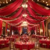 4 Panels 5x20ft Red Ceiling Drapes for Wedding Parties, Wrinkle