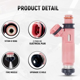 DERI Fuel Injectors Compatible with Toyota Camry 2002-2006, for Lexus ES300 2002-2003, ES330 2004-2006, RX330 2004-2006, FJ644, 232090A020 2320920030, Set of 6, 12 Holes