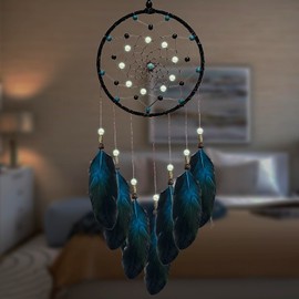 Dream Catcher for Boys Blue Dreamcatcher for Bedroom Handmade Feather Hanging Decoration Ornament Birthday Festival Craft Gift