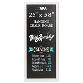 Ilyapa Extra Large Magnetic Chalk Board for Wall - Hanging Sandwich Menu Chalkboard Signs for Restaurant, Cafe, Food Truck, or Kitchen - Wall Mounted Magnet Board - 58x25 Inches - White