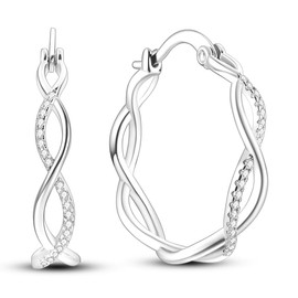 KUNSIR 925 Silver Earrings Womenz Hoop Earrings Hypoallergenic 1 Pair Bright Star River Earrings Best Gift for Women 14k Gold Earrings
