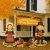 DoubleFill 4 Pcs Thanksgiving Pilgrim Boy and Girl Yard Sign