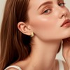 Textured C-Shaped Stud Earrings for Women, Gold-Plated, Hypoallergenic