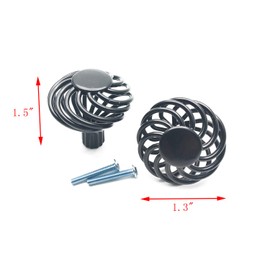 Cabinet Knobs,12-Pack,Addlike Knob 1.3" Dia. Round Birdcage Hollow Shape Matte Black Iron