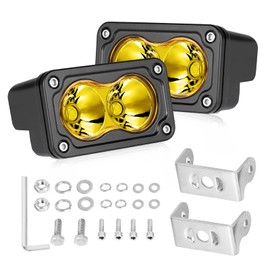Yellow LED Pods, AKD Part 3 Inch CREE LED Fog Lights 40W Spot Yellow Motorcycle Light Pods Small LED Auxiliary Lights Offroad Lights 2 Pack for Truck Dirt Bike SUV UTV ATV Snowmobile Jeep