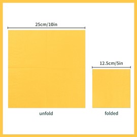 100 Pack Cocktail Napkin 2-Ply Dessert Napkins Folded 5 x 5 Inches Disposable Napkins for Dinner Wedding Birthday Party Bridal Anniversary Reception Event (100, Yellow)
