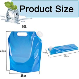 OUOQI Pack of 4 Foldable Water Canisters, 10 L + 10 L Water Container, Water Bags, Foldable, Portable, BPA-Free, for Water Storage at Home, Travel, Camping, Hiking