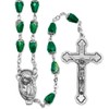 TrueFaithJewelry 5.5mm Green Crystal Glass Tear Drop Beads Rosary Prayer