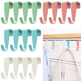 XIATIAN Door Hooks, Pack of 16 Door Hooks, Colourful 4 Colours, Door Hooks Inside, Coat Hooks, Door Hooks for Hanging, Solid Clothes Hooks Door for Cupboard Door and Room Door