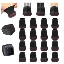 Ezprotekt Protective Caps for Chair Legs with Felt, Rubber Furniture Leg Cups, Diameter 13-20 mm Table Leg Cover, Furniture Mat for Hardwood Floors, Round, Black, (Square, Fit 0.55-0.75 Inches)
