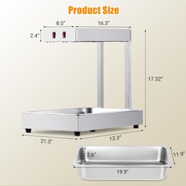 Commercial 560W Stainless Steel French Fry Warmer - Adjustable Heat Lamp & Dump Station for Food Trucks, Buffet Counters, Catering Services