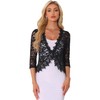 Allegra K Floral Lace Shrugs for Women's Evening 3/4 Sleeves Formal Elegant Bolero Cardigan Black X-Large