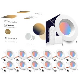 5/6 Inch LED Can Lights Retrofit RGB Recessed Lighting, Installed on Air Tight Ceiling Can，12W 1200LM Smart LED Recessed Lights, 2700K-6000K Color Changing Compatible with Alexa/Google Assistant/Siri, Hub INCL - Colour: 12packs-5/6inch-rgb