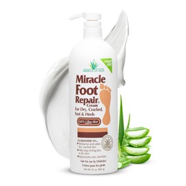 Miracle Foot Repair Cream | Bouteille de 32 onces | 60% de gel d'aloe vera pur | Fast Relief for Dry, Cracked, Itchy Feet and Heels | Hydratant | Softens | Restores Comfort | Stops Nasty Odor