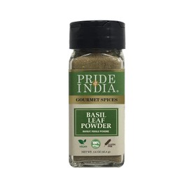 Pride of India – Basil Leaf Powder – Gourmet & Culinary Spice – Mediterranean Seasoning – Adds Flavor to pesto/stews/curries– Easy to Use – 1.6 oz. Small Dual Sifter Jar
