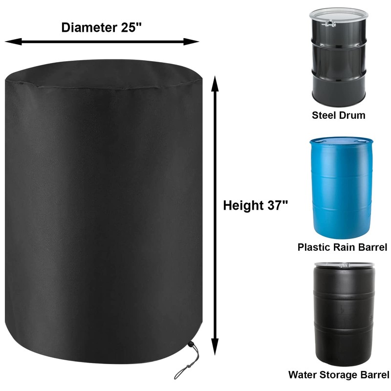 55 Gallon Drum Cover Water Storage Barrel Cover Waterproof Outdoor
